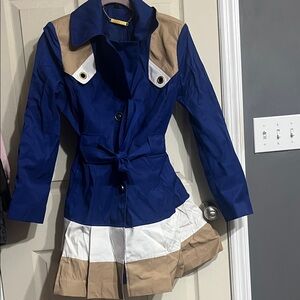 IMAN Blue and Tan Trench Coat